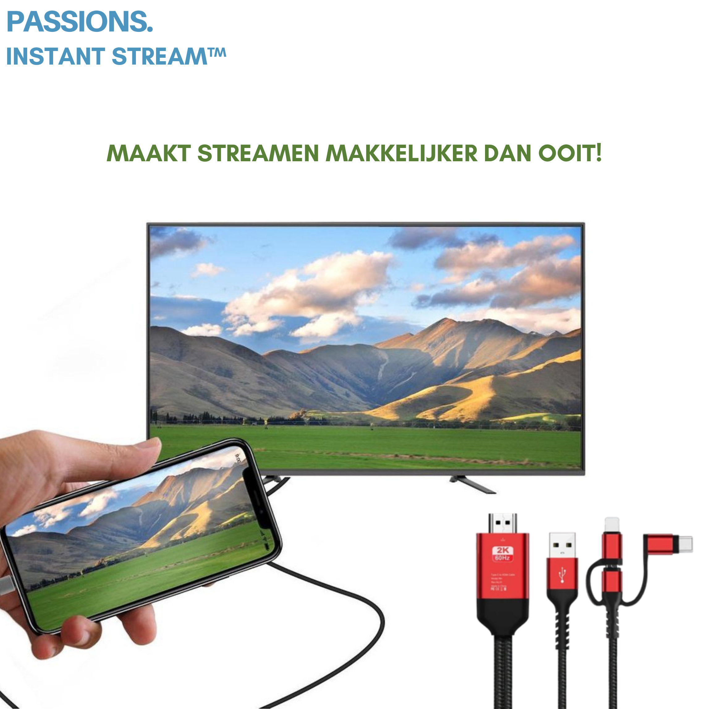 Instant Stream™ - HDMI kabel voor schermcasting zonder vertraging en zonder wifi