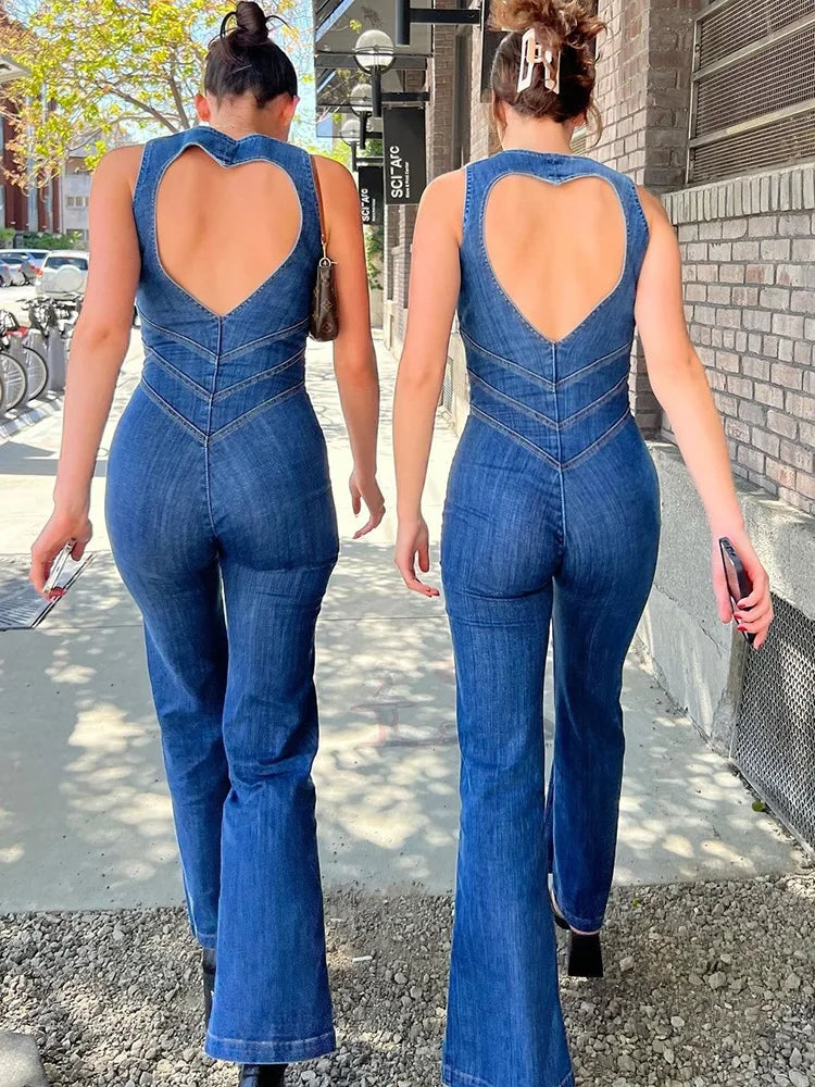 Diana™ - Hart Open Rug Denim Jumpsuit