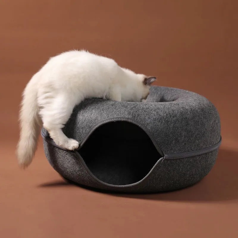 CatNap Cavern™ Donut Cat Bed, Interactive Tunnel for Cats &amp; Kittens 