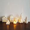 Holiday Glow™ Keramisch Lamp Ornament - Gouden rand, uitgeholde kerst- en winterdecoratie