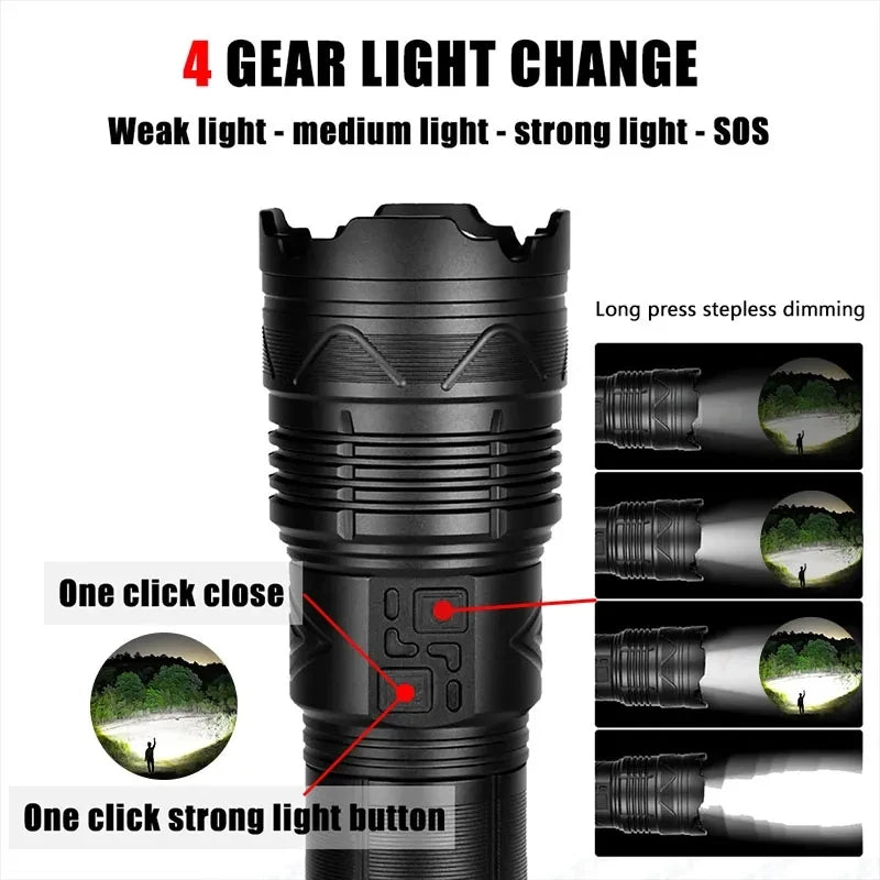 PowerLiteX™ Ultra-Range LED Flashlight- Super Bright Long Range Rechargeable Ultra Powerful Outdoor Tactical Hand Lamp