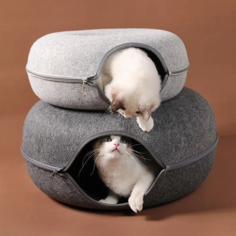 CatNap Cavern™ Donut Cat Bed, Interactive Tunnel for Cats &amp; Kittens 