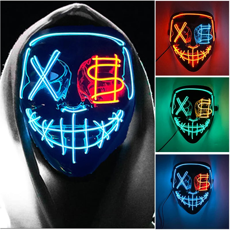 FrightLight™ Mask - LED Light Up Glowing Mask for Halloween, Costume Props, Nightclub Outings