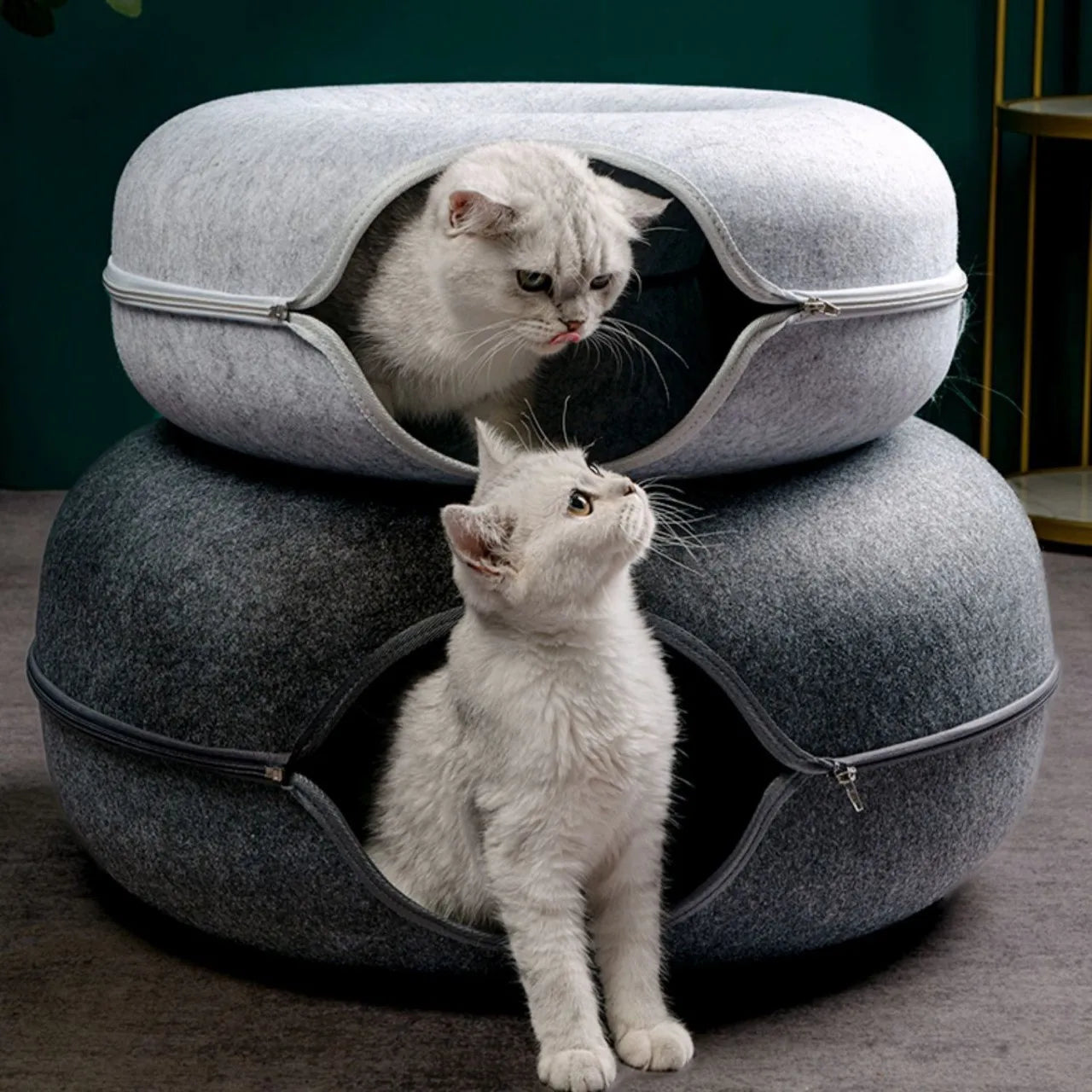 CatNap Cavern™ Donut Cat Bed, Interactive Tunnel for Cats &amp; Kittens 