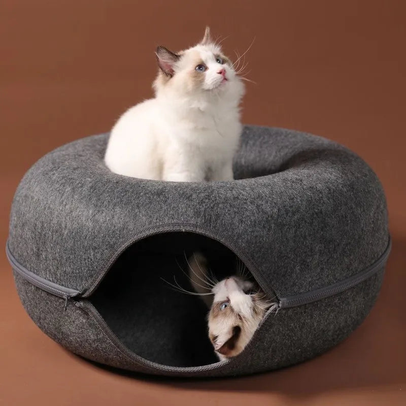 CatNap Cavern™ Donut Cat Bed, Interactive Tunnel for Cats &amp; Kittens 