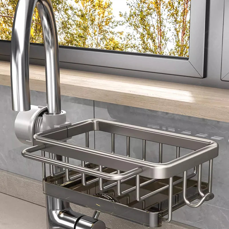 AquaOrganize™ Sink Rack - Streamline Your Space: Stylish and Durable Aluminum Storage