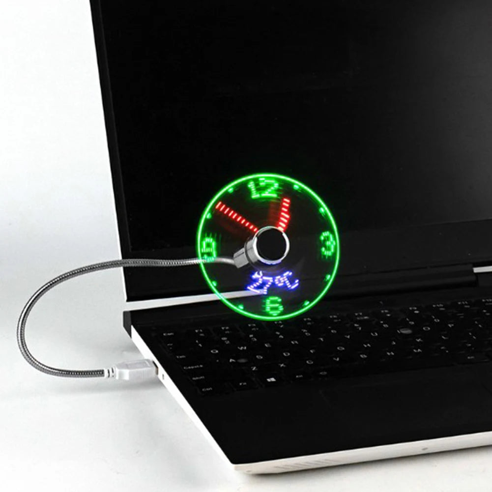 GlowTime™ USB Fan - Stay cool, stay informed: Real-time clock, RGB lights and temperature display!