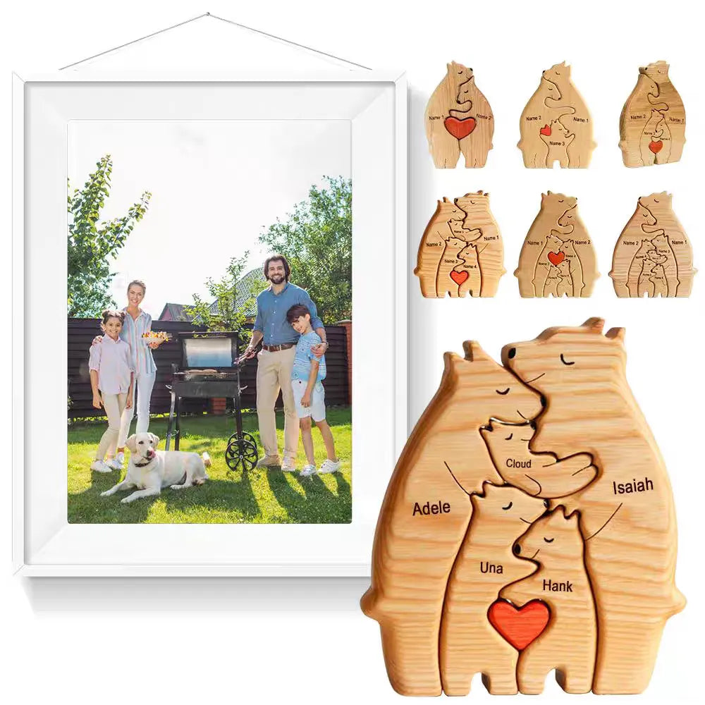 Bear Hug Family™ - Your Personalized Wood Carving