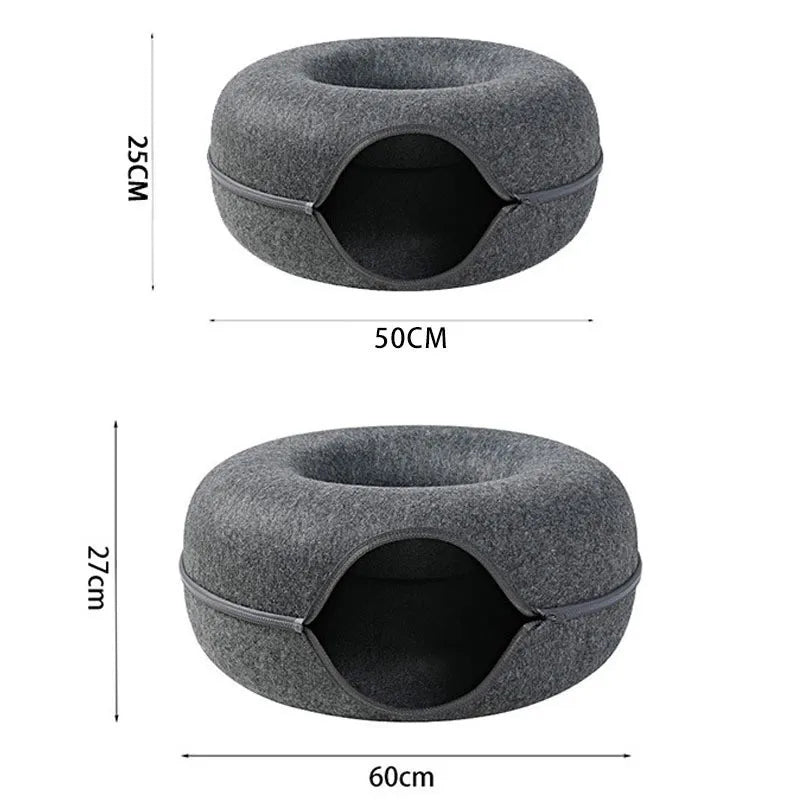 CatNap Cavern™ Donut Cat Bed, Interactive Tunnel for Cats &amp; Kittens 