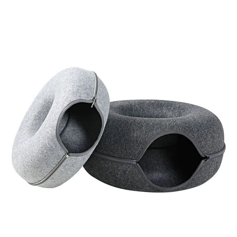 CatNap Cavern™ Donut Cat Bed, Interactive Tunnel for Cats &amp; Kittens 