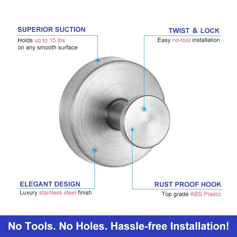 GripMaster™ Suction Hook - Safe and versatile: Strong metal hook for any surface