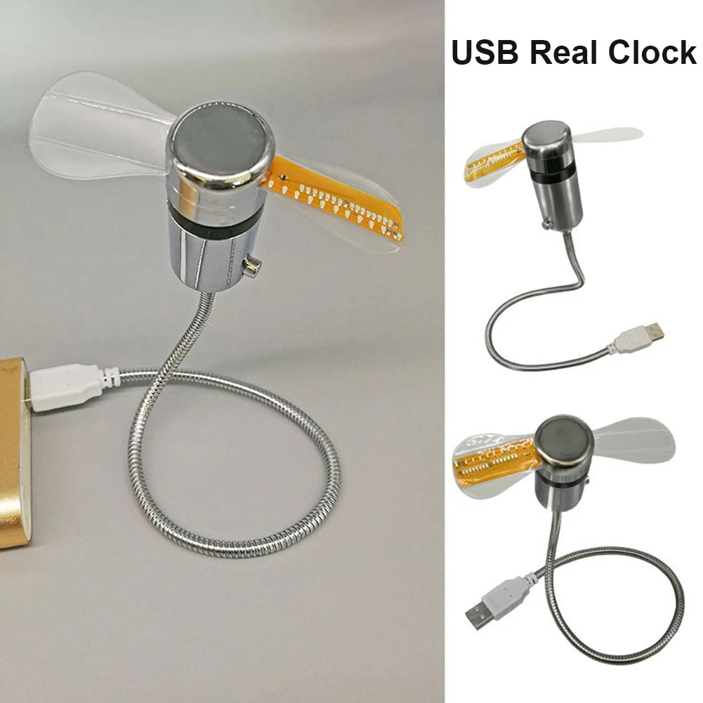 GlowTime™ USB Fan - Stay cool, stay informed: Real-time clock, RGB lights and temperature display!