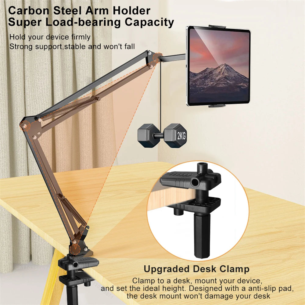 FlexMount™ Tablet Stand - Ultimate Comfort: Adjustable, Rotating Support for Hands-Free Viewing, Anywhere