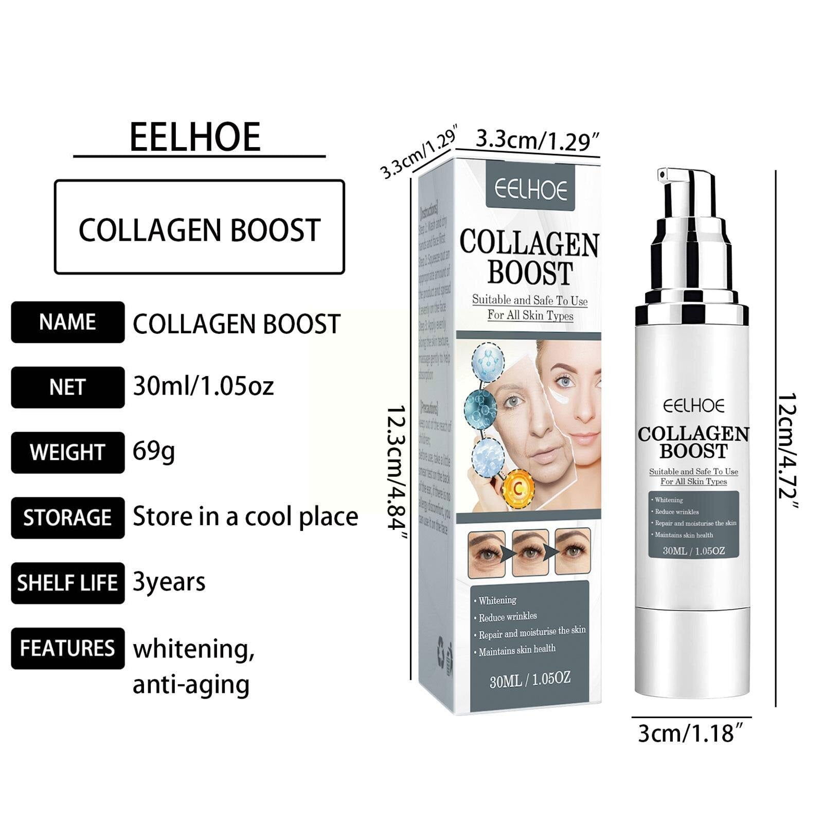 30ml Collagen Boost Serum Anti-Aging Dark Spot Corrector Serum Wrinkle Collagen Boost Care Skin Face Cream Women C4D4