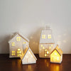 Holiday Glow™ Keramisch Lamp Ornament - Gouden rand, uitgeholde kerst- en winterdecoratie