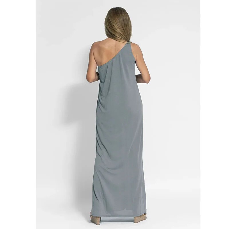 Elara™ - Elegante Zomer Maxi Jurk Met Één Schouder