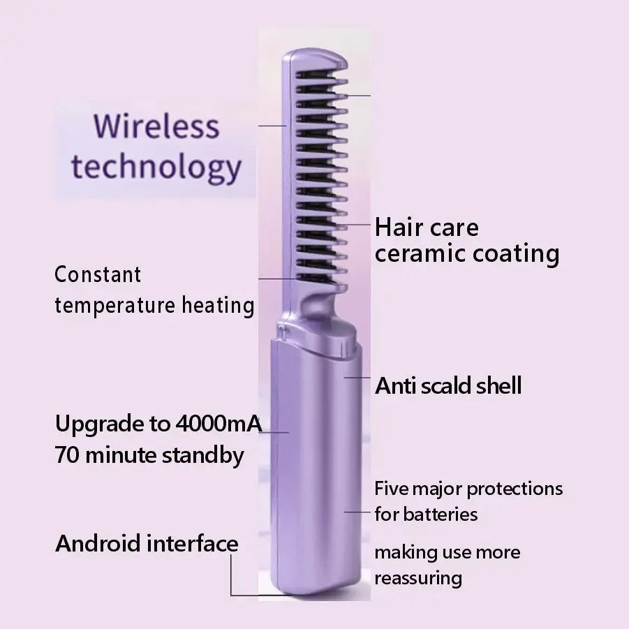 HairPro™ - Cordless Heated Comb for Straight Hair